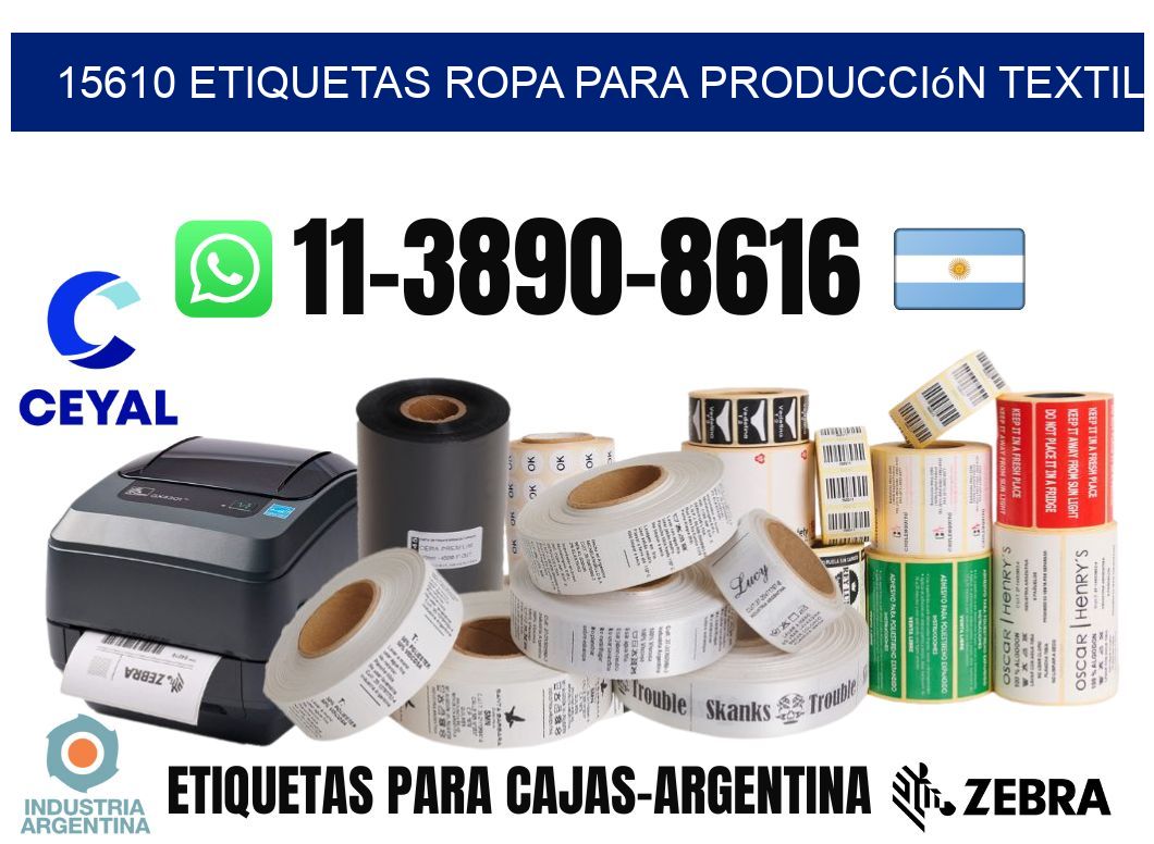15610 Etiquetas ropa para producción textil