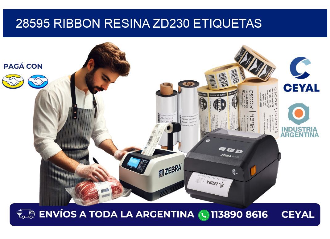 28595 ribbon resina zd230 etiquetas