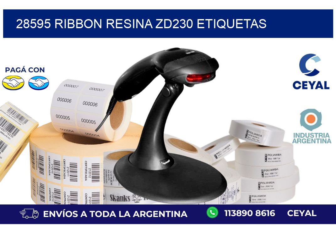 28595 ribbon resina zd230 etiquetas