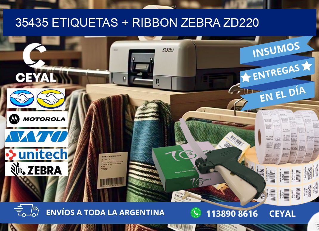 35435 etiquetas + ribbon zebra zd220