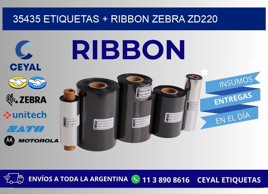 35435 etiquetas + ribbon zebra zd220