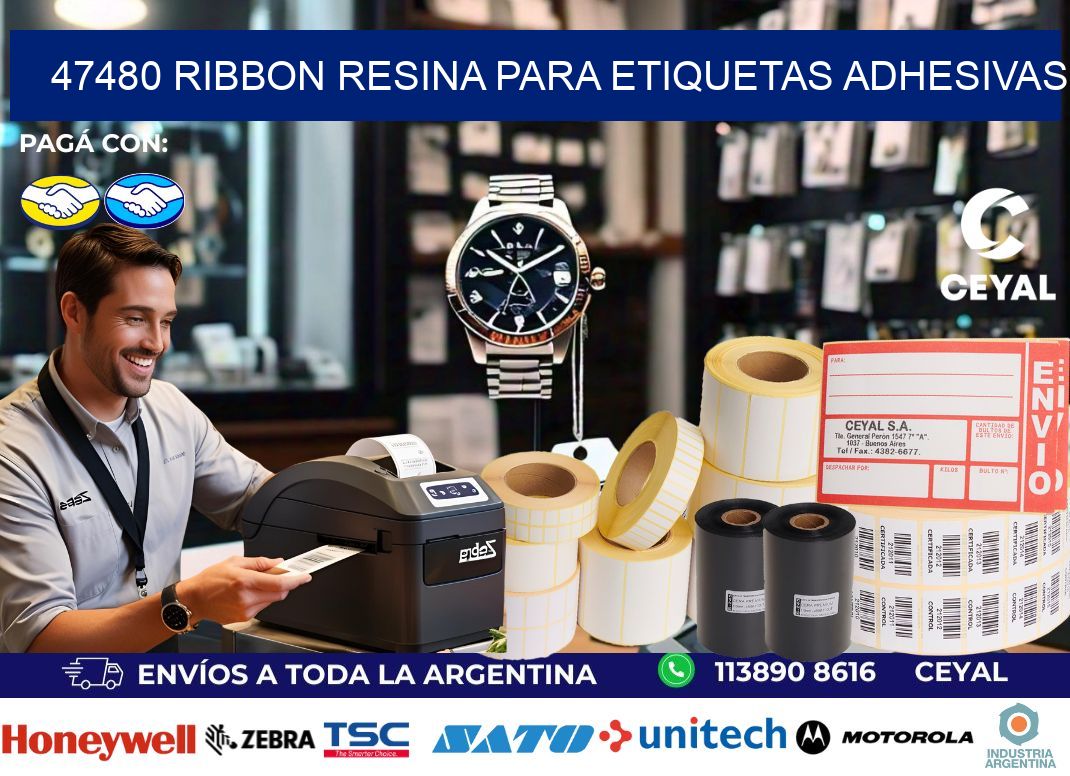 47480 ribbon resina para etiquetas adhesivas