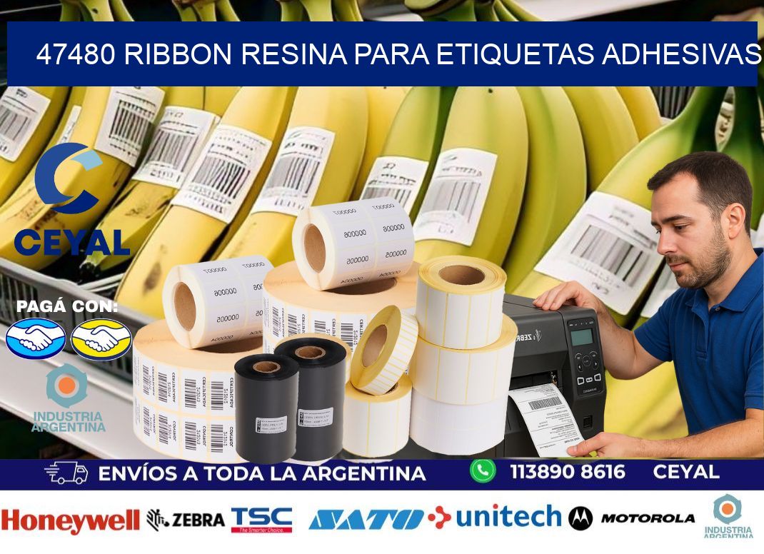 47480 ribbon resina para etiquetas adhesivas
