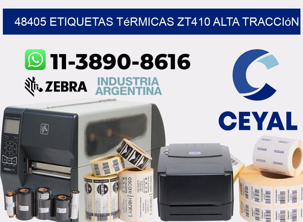 48405 etiquetas térmicas zt410 alta tracción