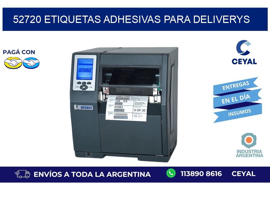 52720 etiquetas adhesivas para deliverys
