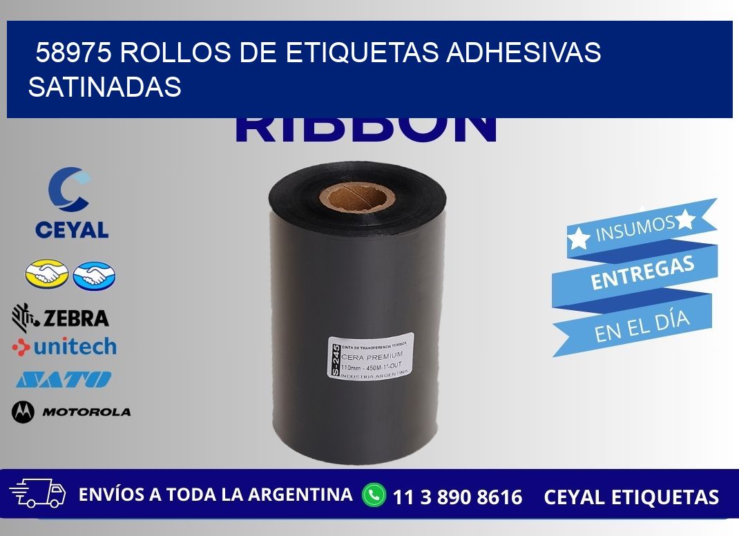58975 rollos de etiquetas adhesivas satinadas
