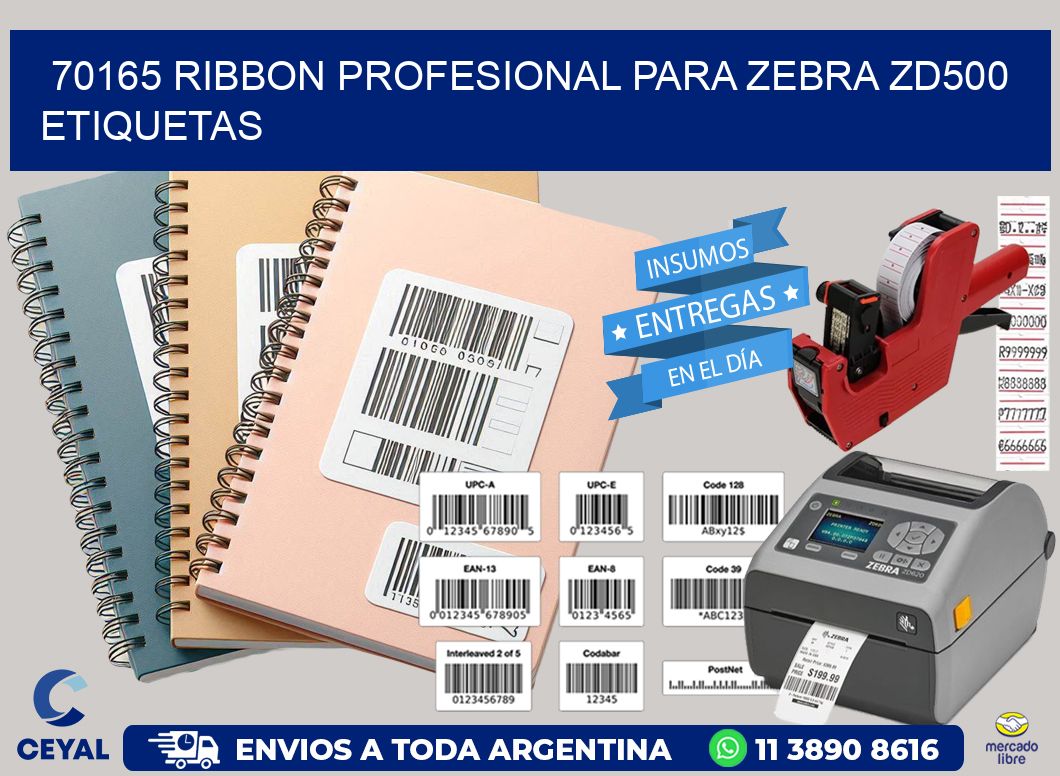 70165 ribbon profesional para zebra zd500 etiquetas