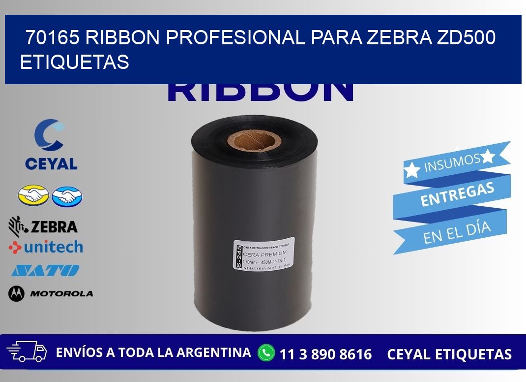 70165 ribbon profesional para zebra zd500 etiquetas