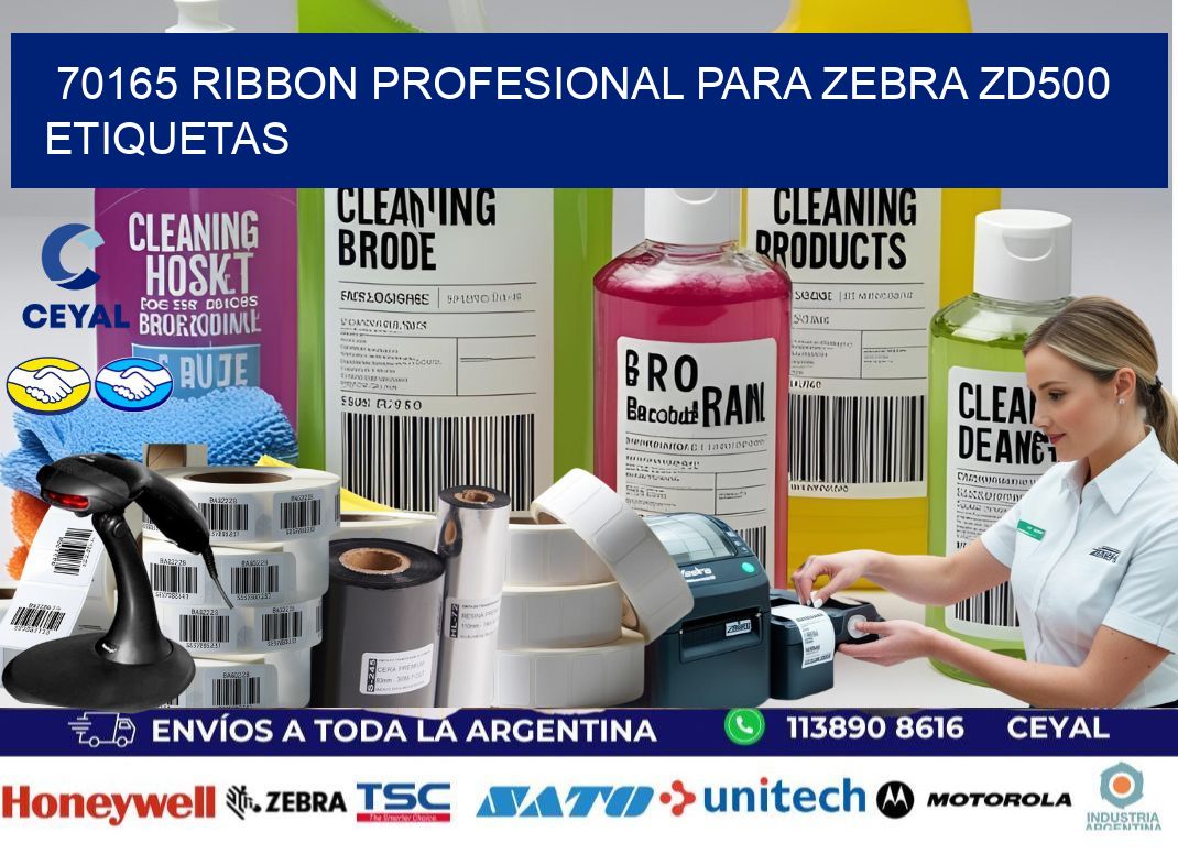 70165 ribbon profesional para zebra zd500 etiquetas
