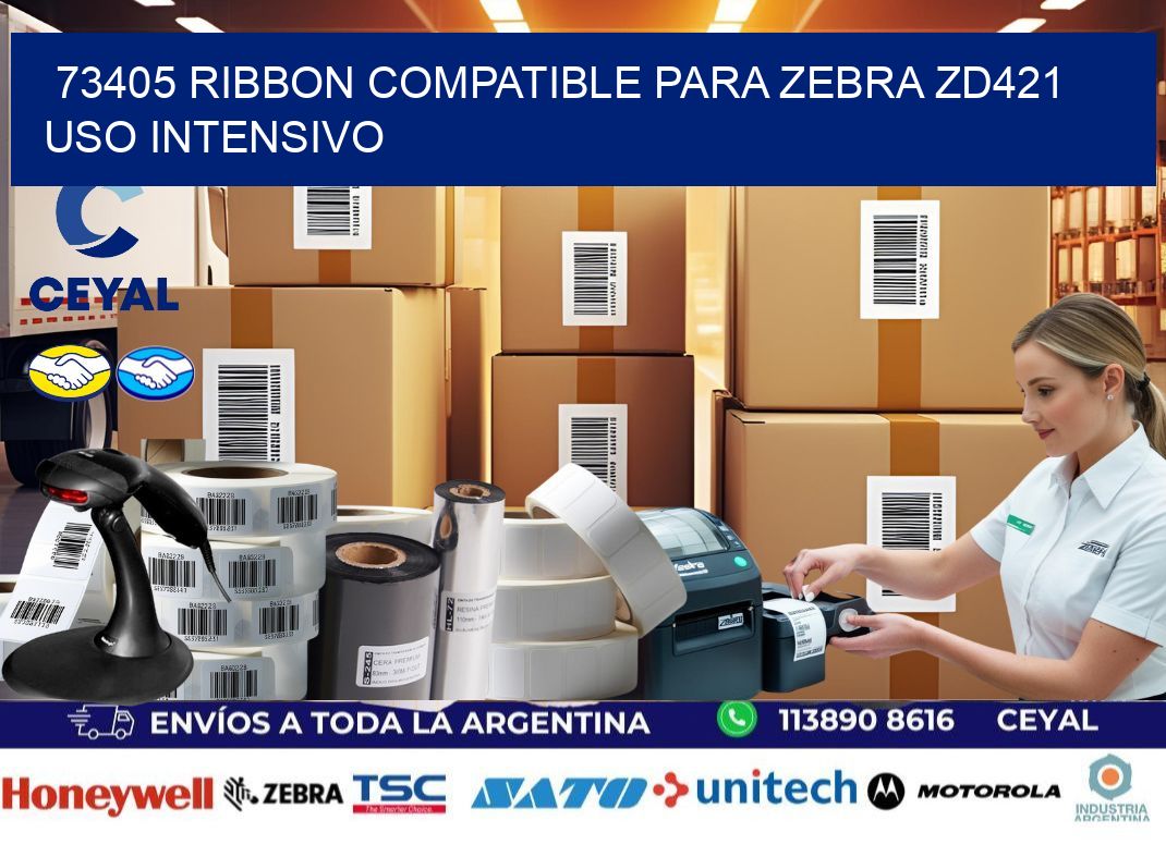 73405 ribbon compatible para zebra zd421 uso intensivo