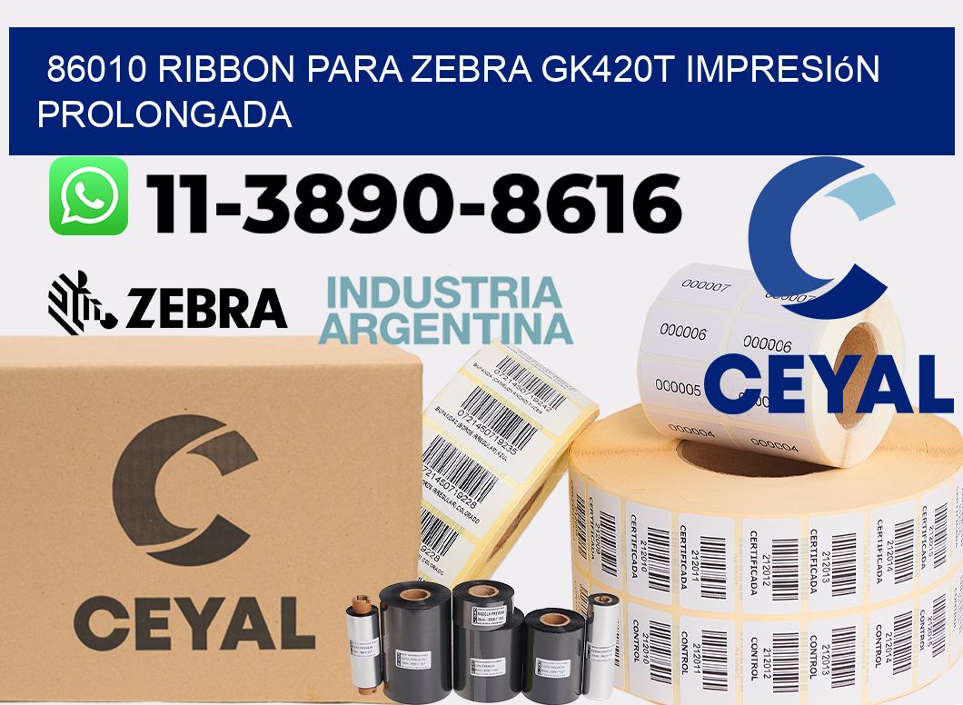 86010 ribbon para zebra gk420t impresión prolongada