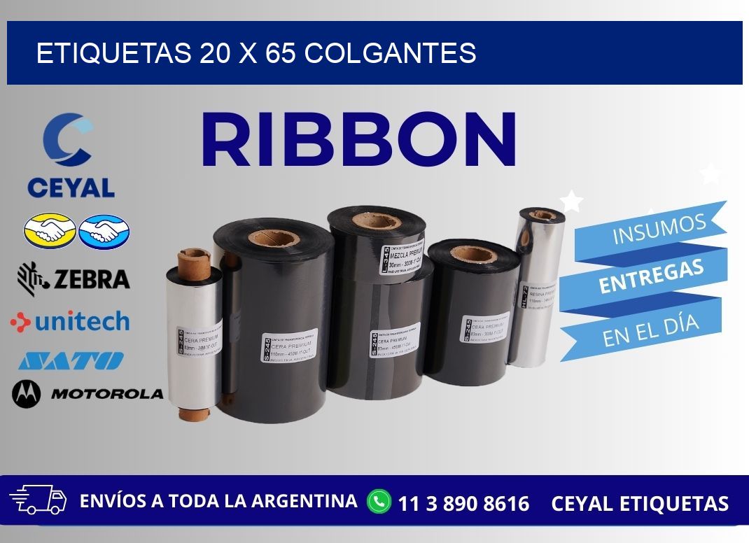 etiquetas 20 x 65 colgantes