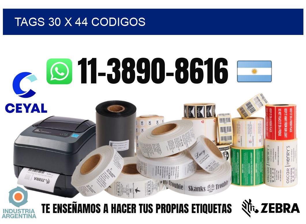 tags 30 x 44 codigos