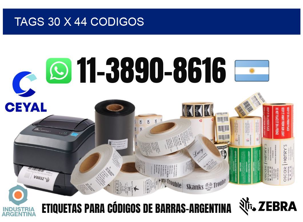 tags 30 x 44 codigos