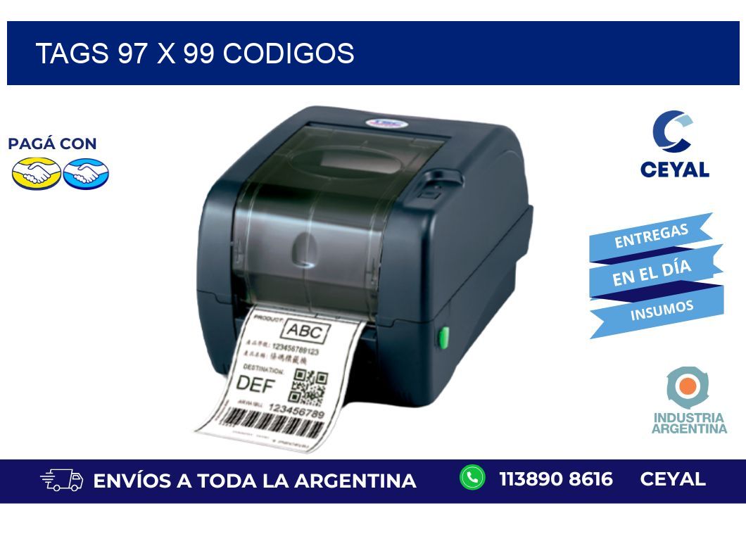 tags 97 x 99 codigos