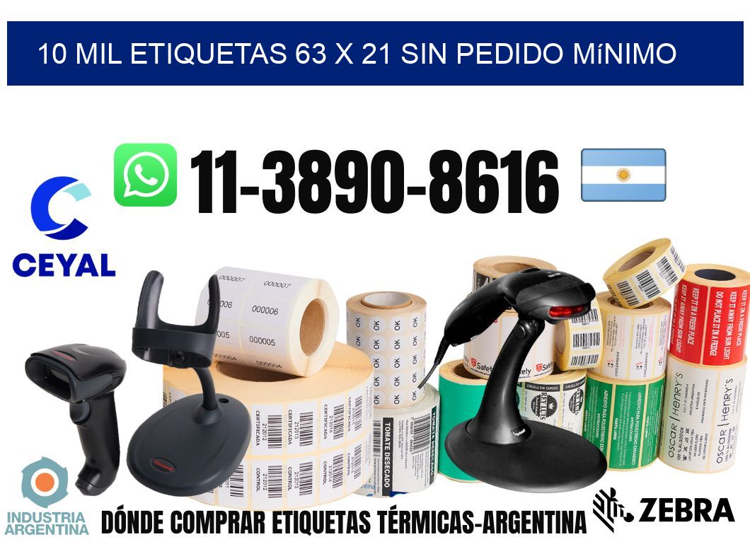 10 mil etiquetas 63 x 21 Sin pedido mínimo