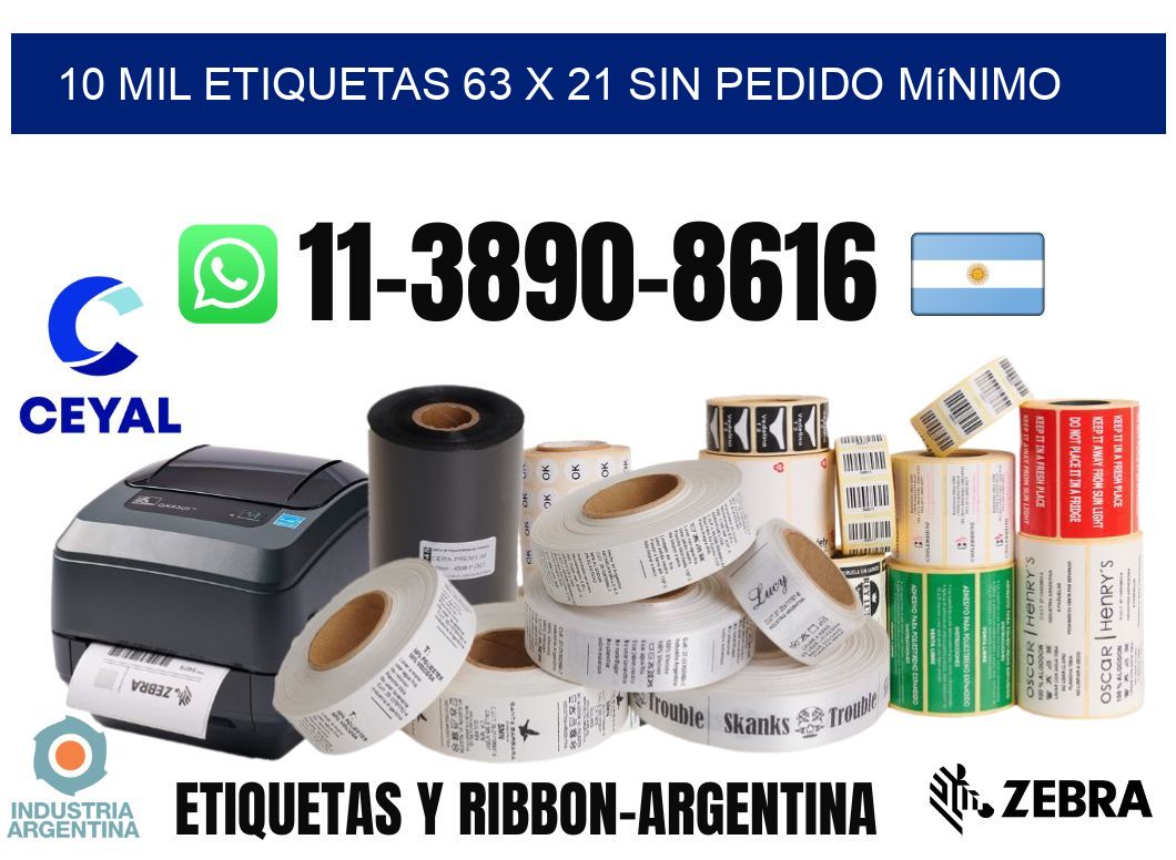10 mil etiquetas 63 x 21 Sin pedido mínimo