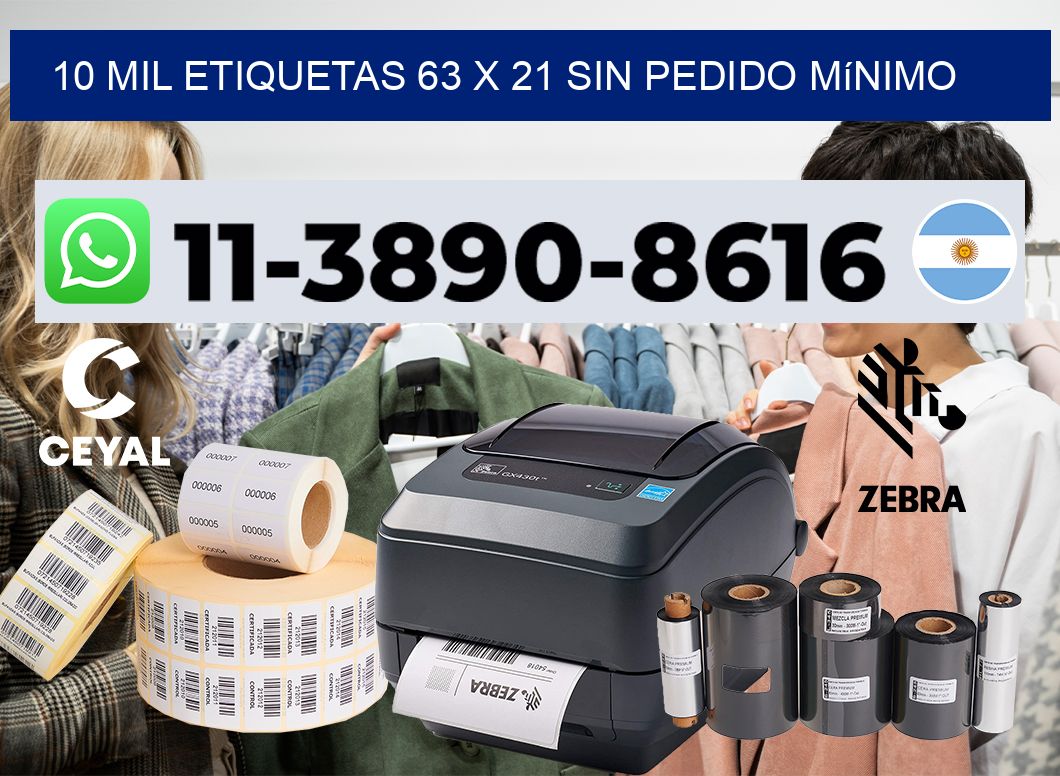 10 mil etiquetas 63 x 21 Sin pedido mínimo