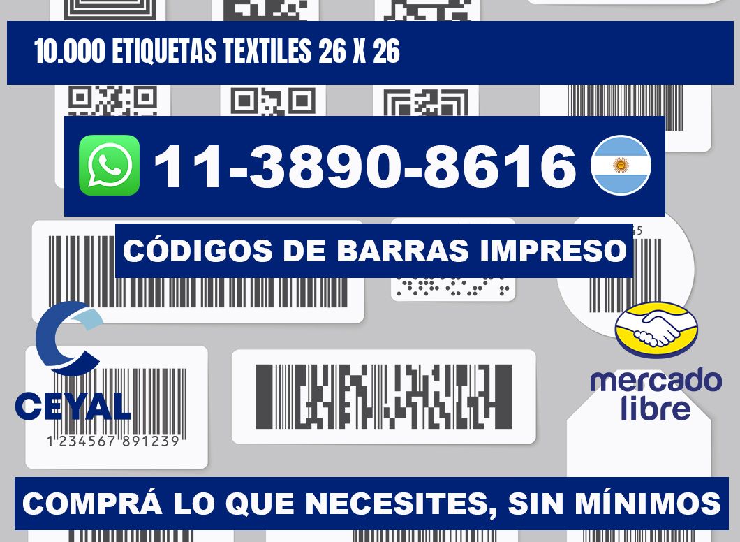 10.000 ETIQUETAS TEXTILES 26 x 26