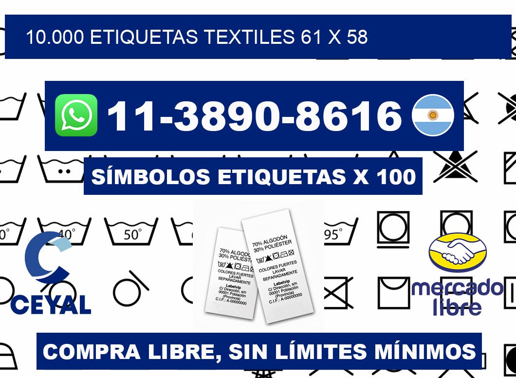 10.000 ETIQUETAS TEXTILES 61 x 58