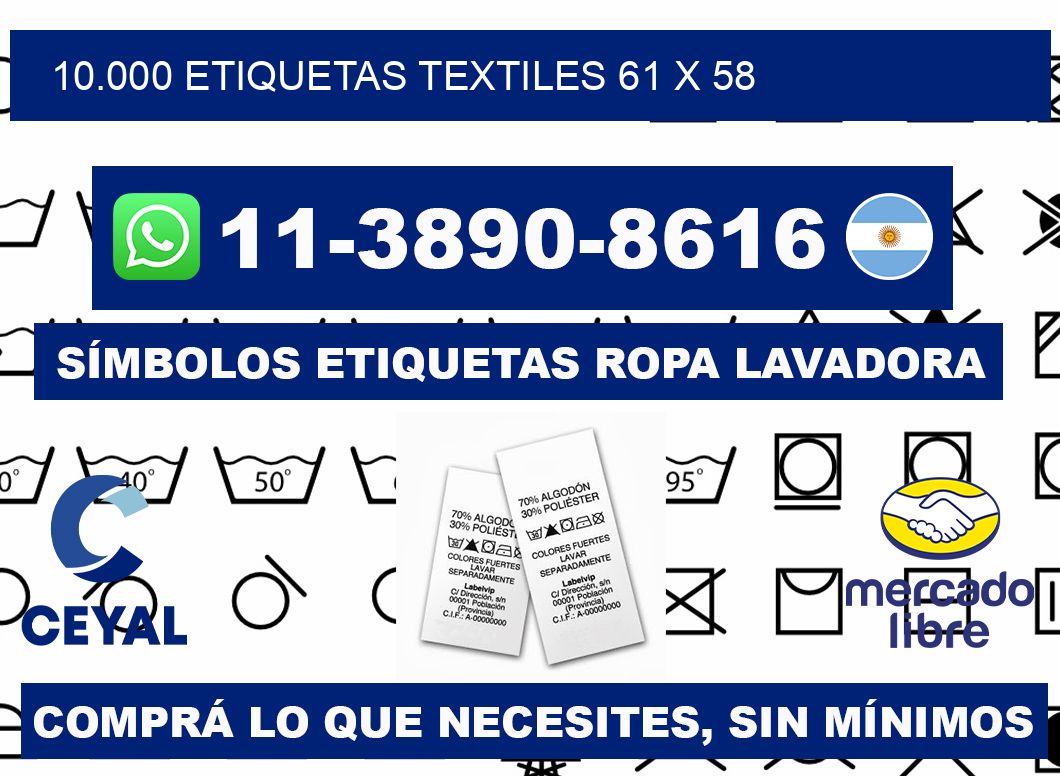 10.000 ETIQUETAS TEXTILES 61 x 58