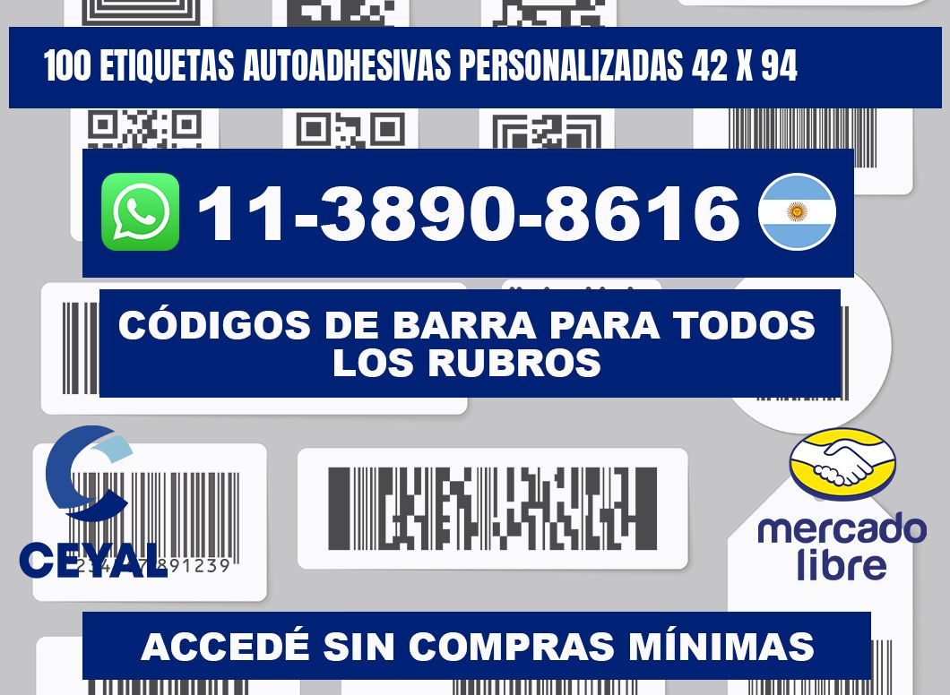 100 Etiquetas autoadhesivas personalizadas 42 x 94