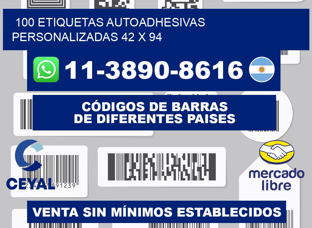 100 Etiquetas autoadhesivas personalizadas 42 x 94