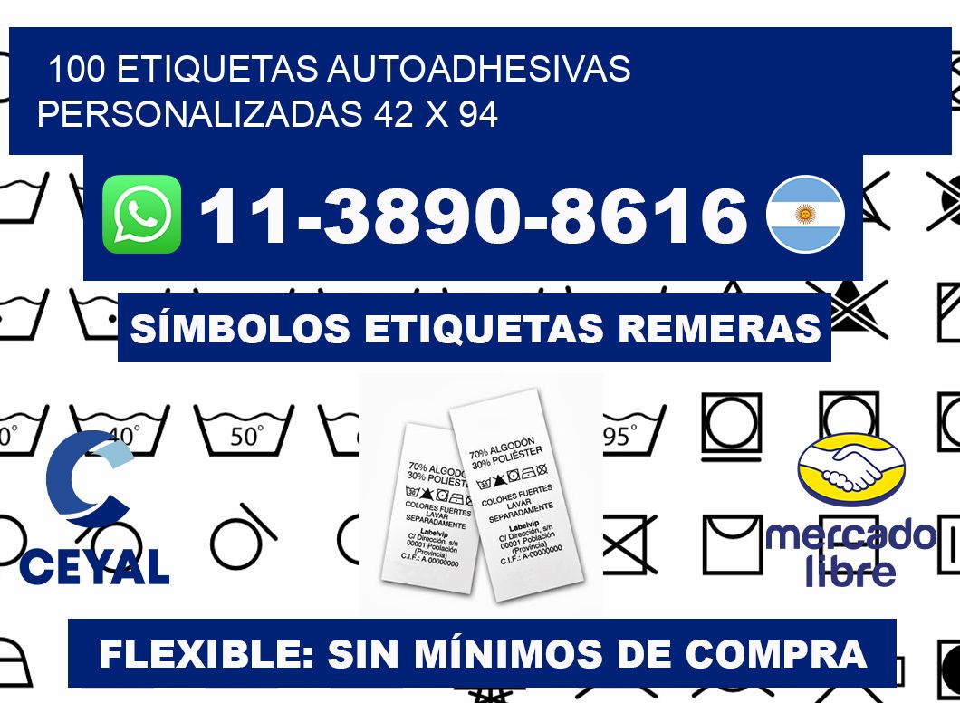 100 Etiquetas autoadhesivas personalizadas 42 x 94