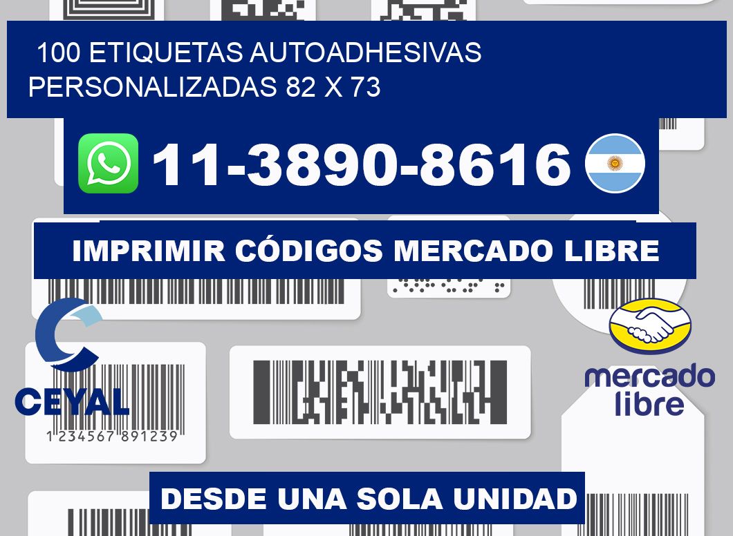 100 Etiquetas autoadhesivas personalizadas 82 x 73