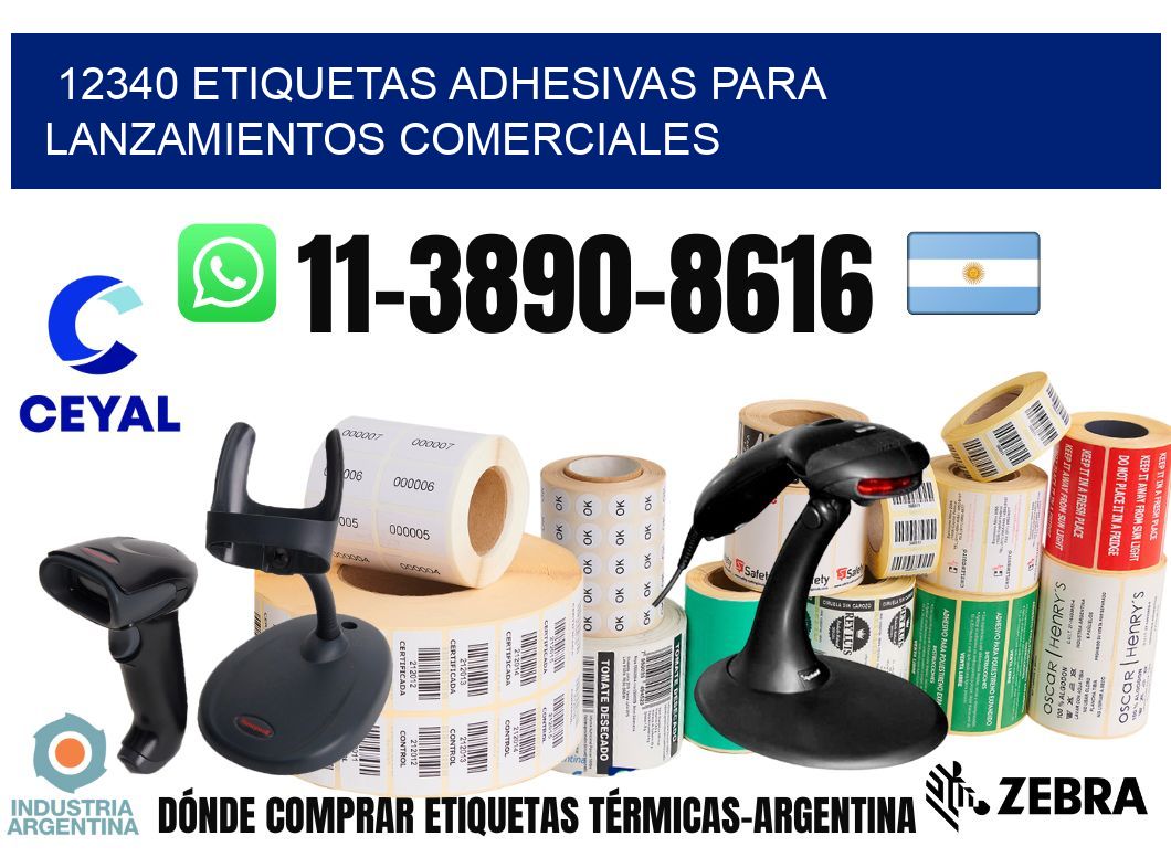 12340 Etiquetas adhesivas para lanzamientos comerciales