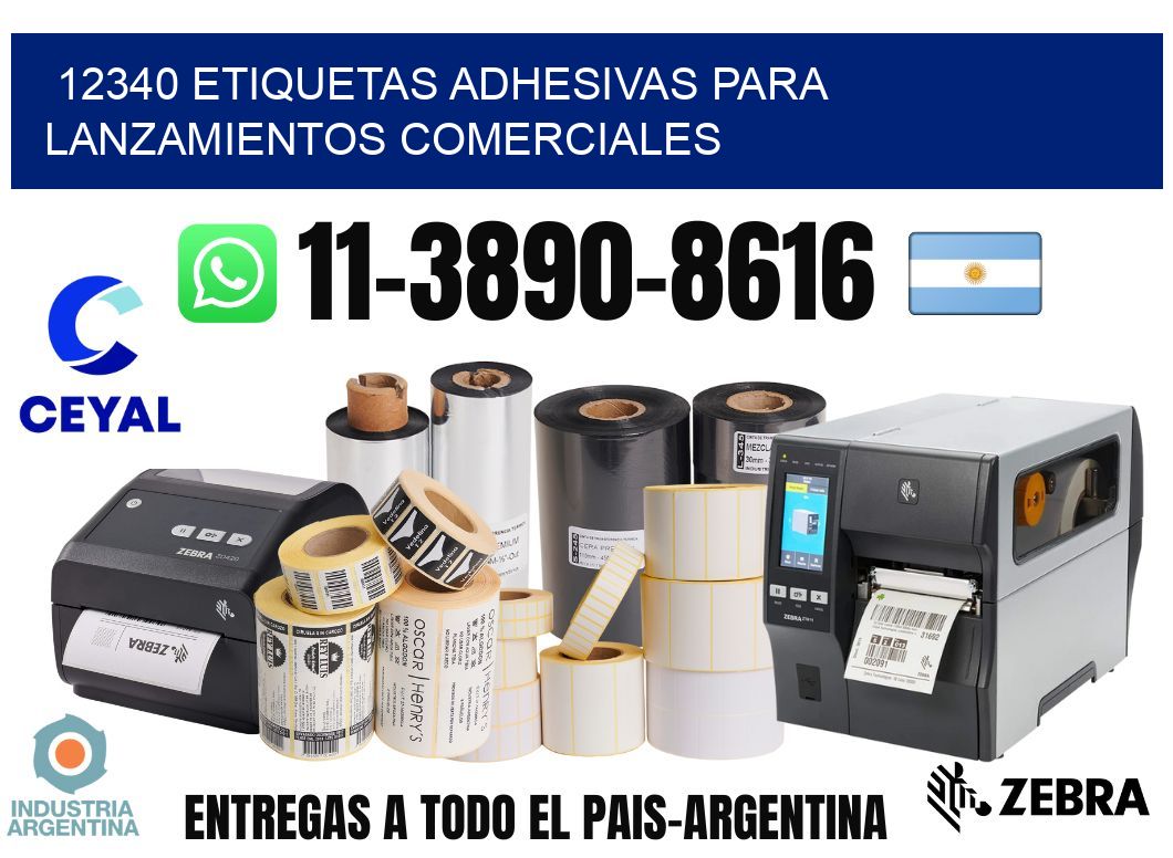 12340 Etiquetas adhesivas para lanzamientos comerciales