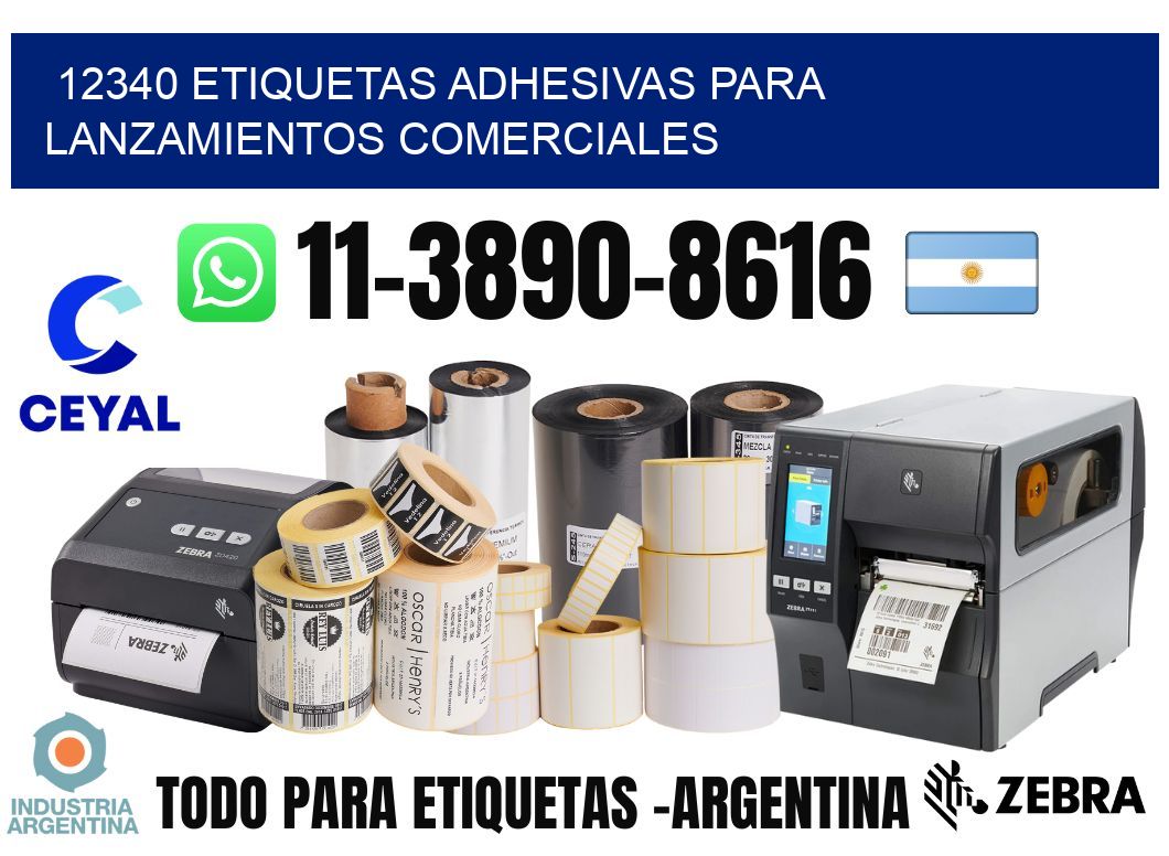 12340 Etiquetas adhesivas para lanzamientos comerciales