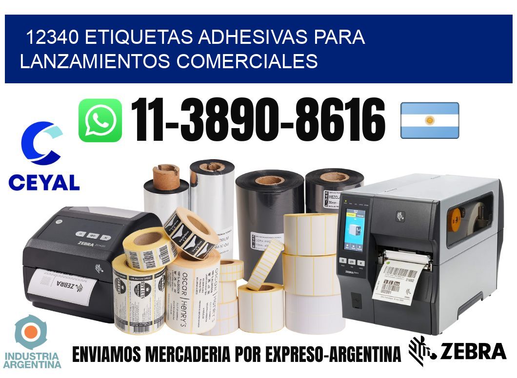 12340 Etiquetas adhesivas para lanzamientos comerciales
