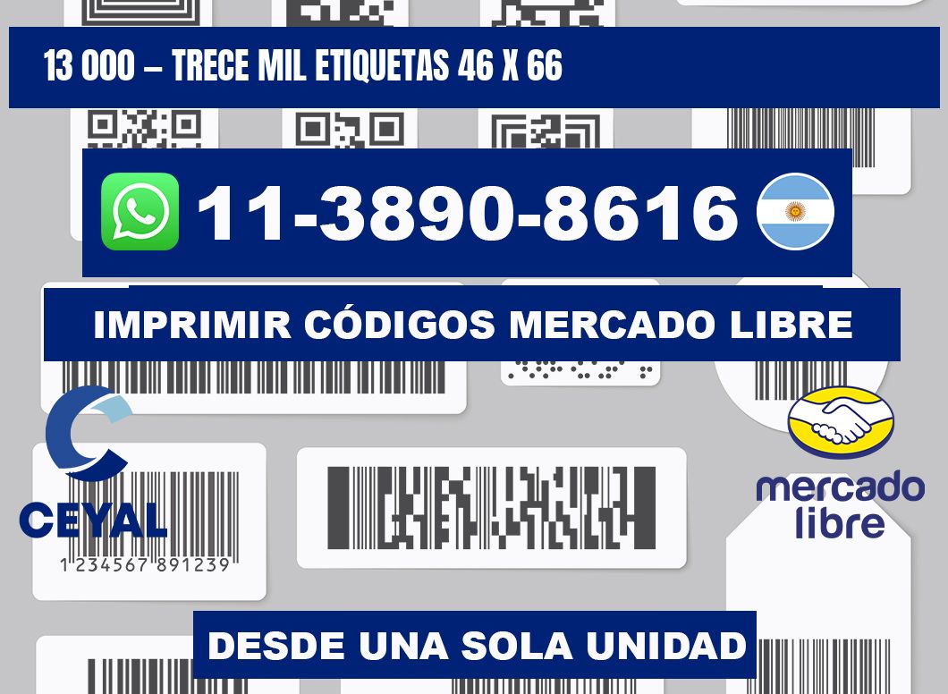 13 000 — trece mil etiquetas 46 x 66