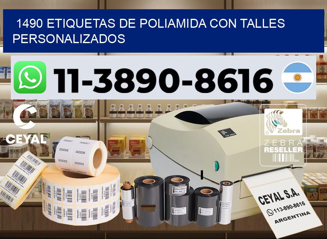 1490 Etiquetas de poliamida con talles personalizados
