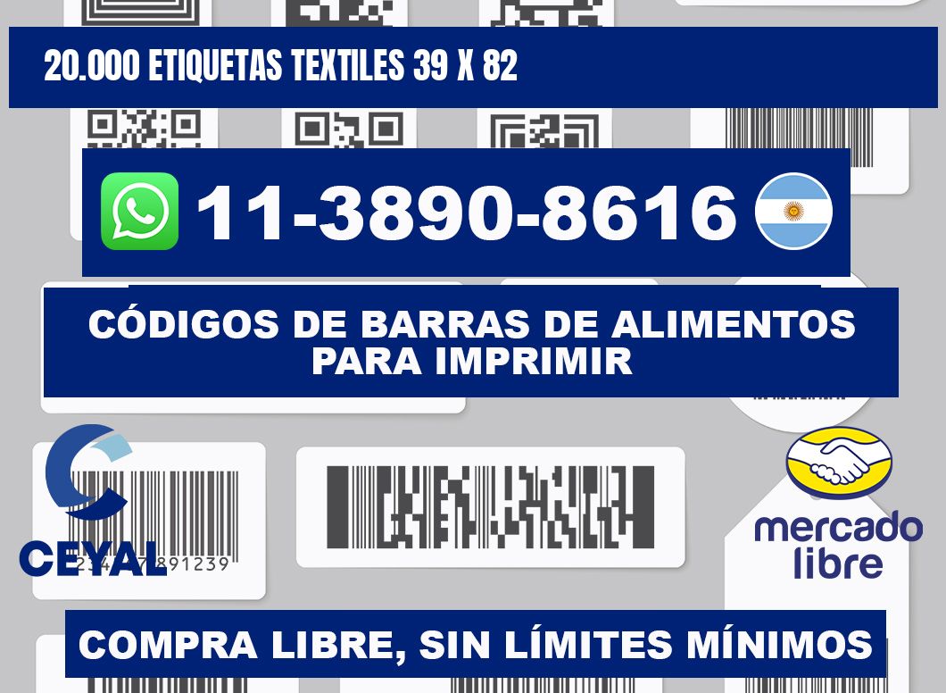 20.000 ETIQUETAS TEXTILES 39 x 82
