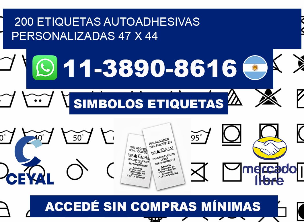 200 Etiquetas autoadhesivas personalizadas 47 x 44