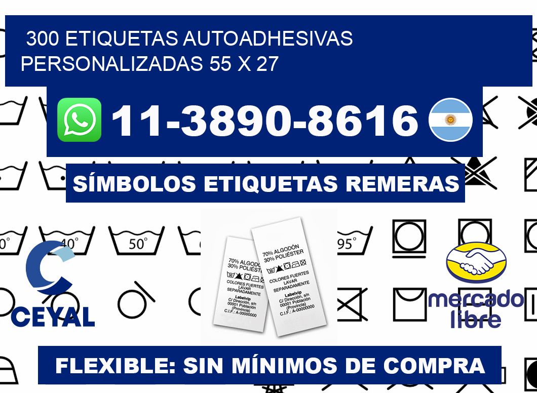 300 Etiquetas autoadhesivas personalizadas 55 x 27