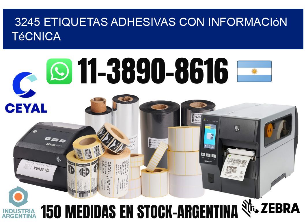 3245 Etiquetas adhesivas con información técnica