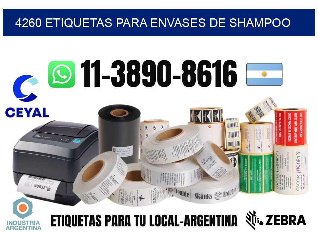 4260 Etiquetas para envases de shampoo