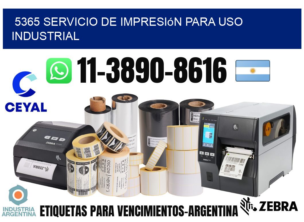 5365 Servicio de impresión para uso industrial