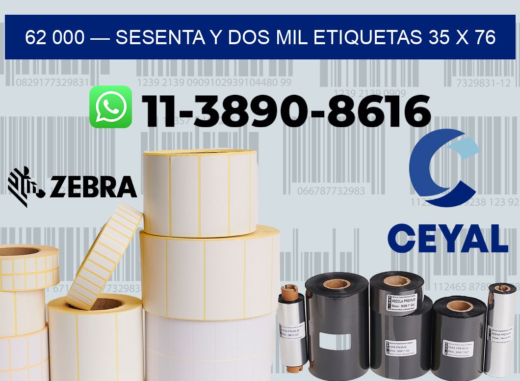 62 000 — sesenta y dos mil etiquetas 35 x 76