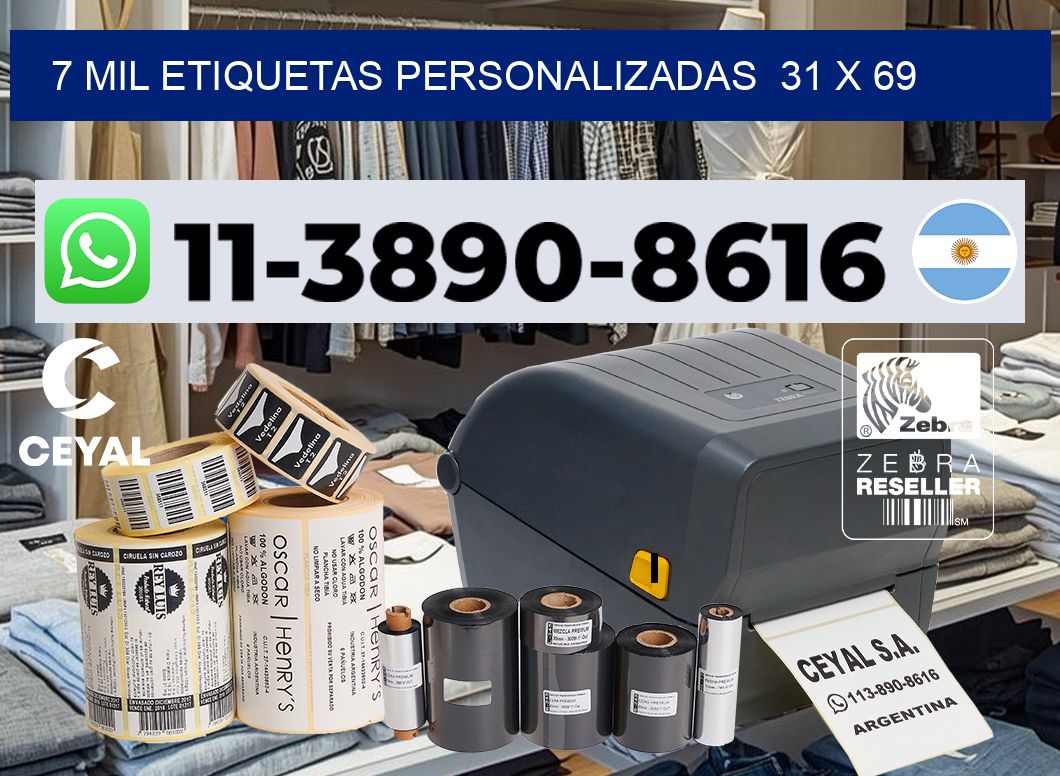 7 mil etiquetas personalizadas  31 x 69