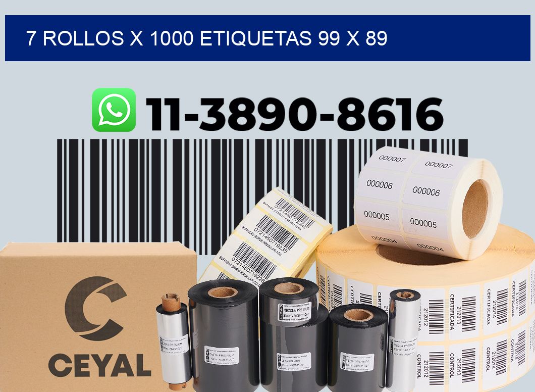 7 rollos x 1000 etiquetas 99 x 89