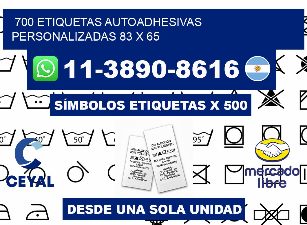 700 Etiquetas autoadhesivas personalizadas 83 x 65