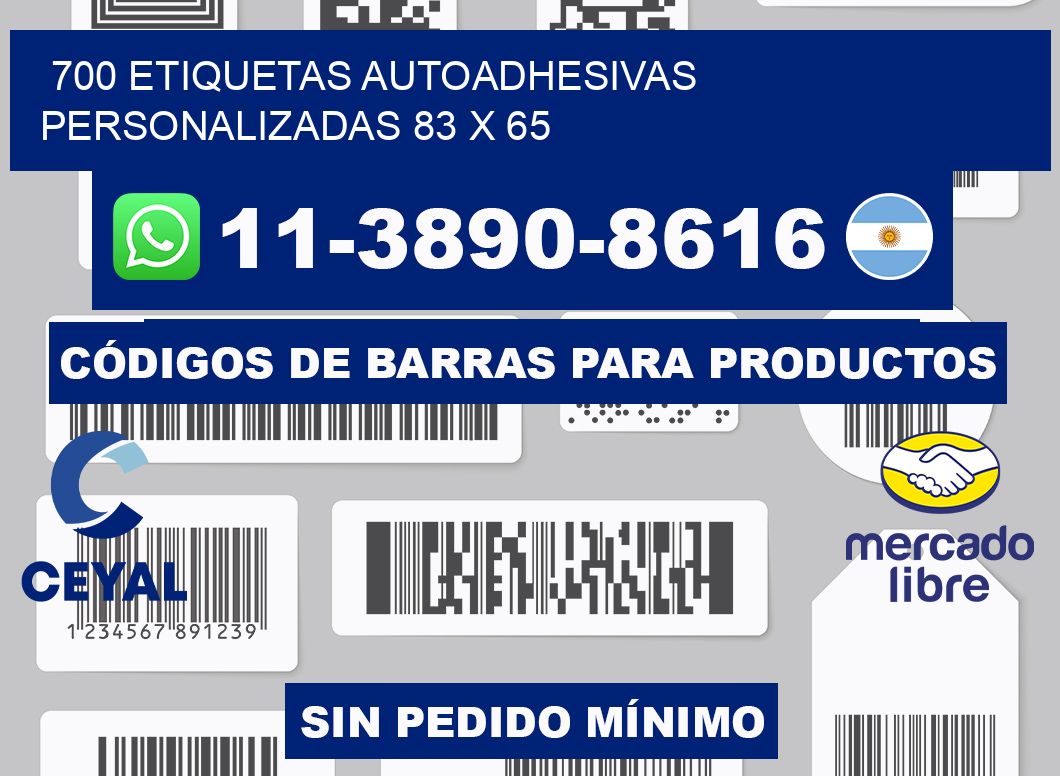 700 Etiquetas autoadhesivas personalizadas 83 x 65