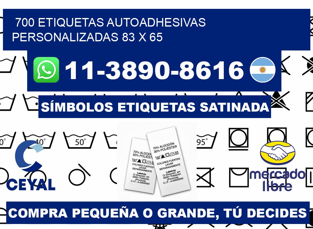 700 Etiquetas autoadhesivas personalizadas 83 x 65