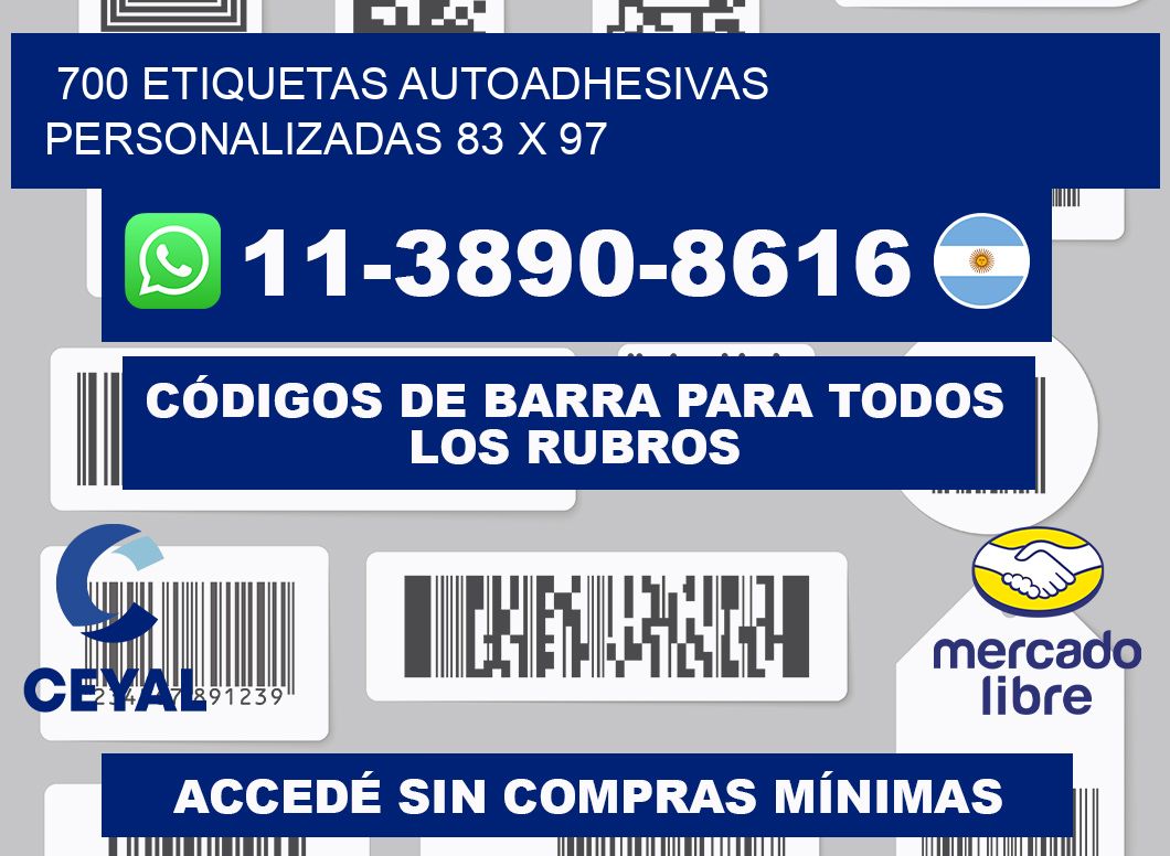 700 Etiquetas autoadhesivas personalizadas 83 x 97