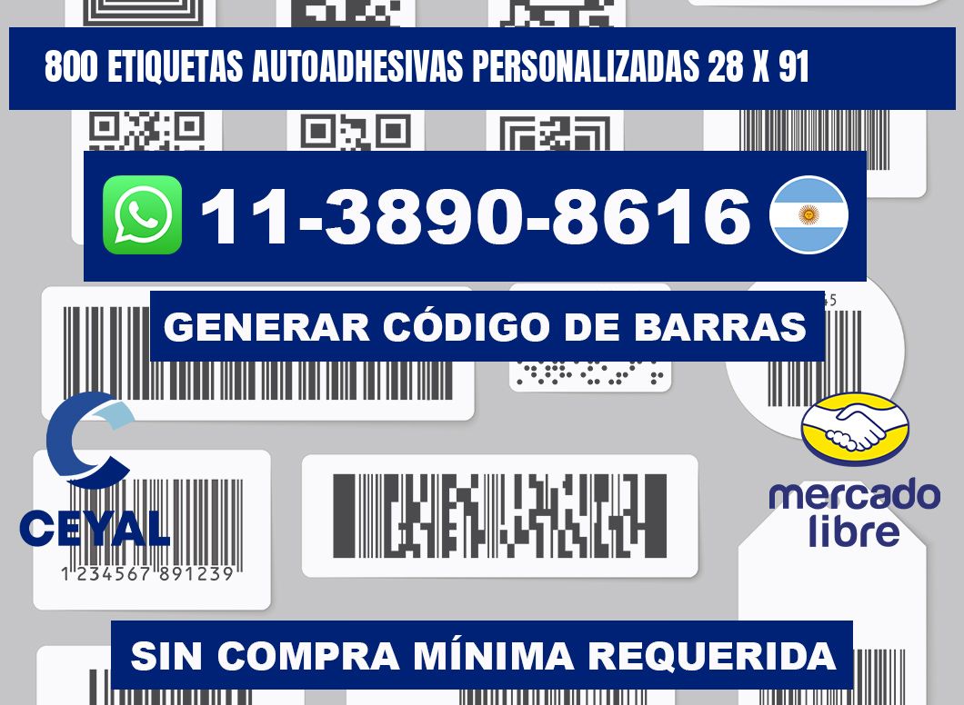 800 Etiquetas autoadhesivas personalizadas 28 x 91