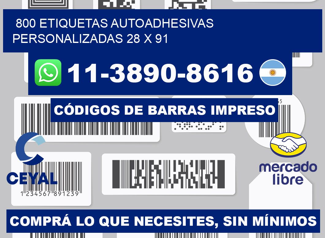 800 Etiquetas autoadhesivas personalizadas 28 x 91